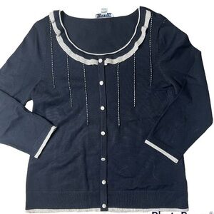 Pendleton black and gold metallic silk blend sweater